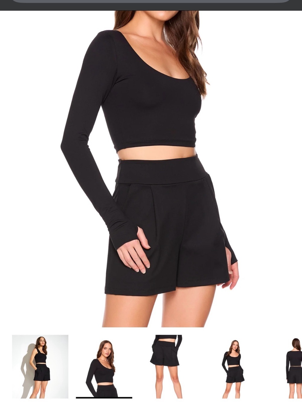 Susana Monaco Black Two-Piece Crop Top and High-Waist Shorts Set